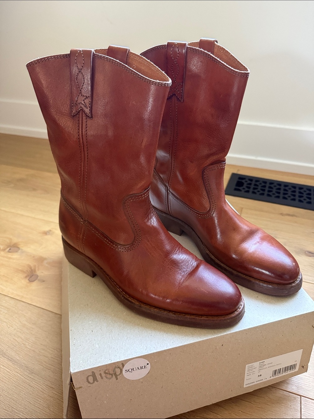 Golden Goose Women's cognac Leather Combat/Moto Boots